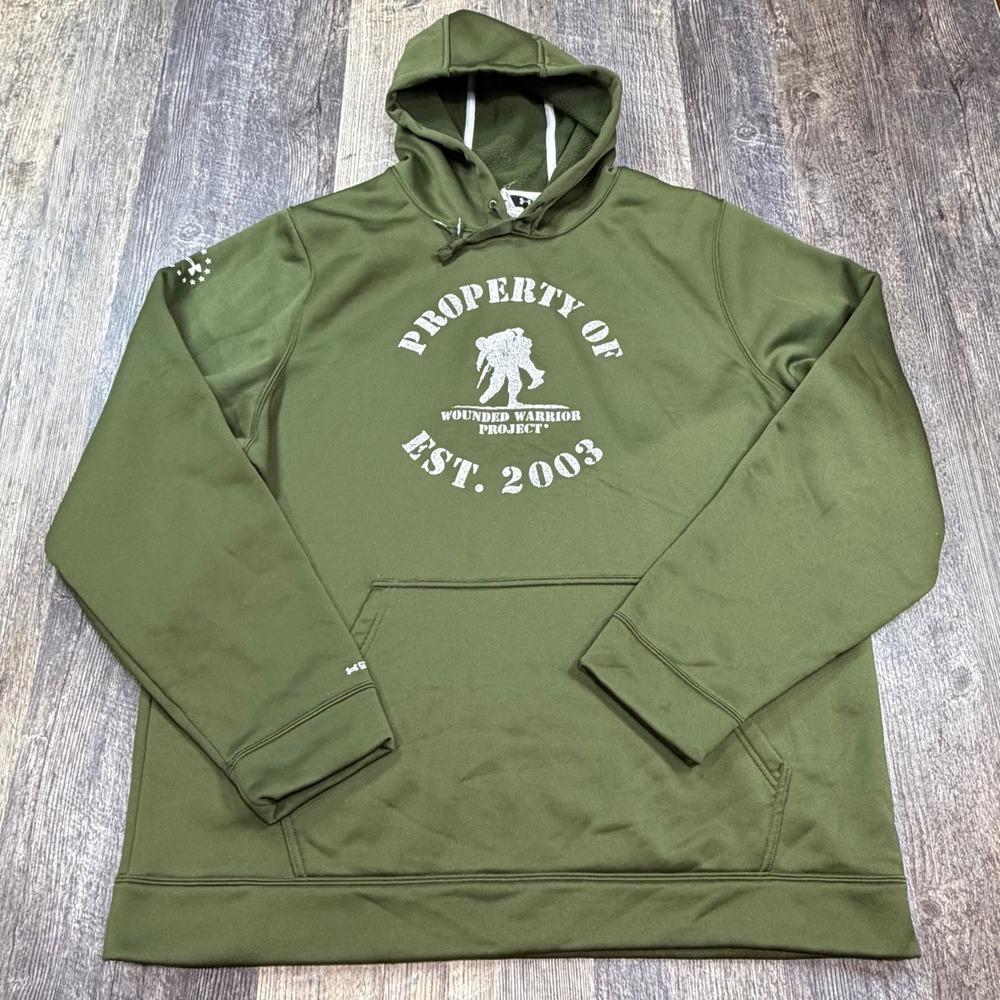 Under Armour Hoodie Men XL Green Wounded Warrior Project Storm1 ColdGear Loose